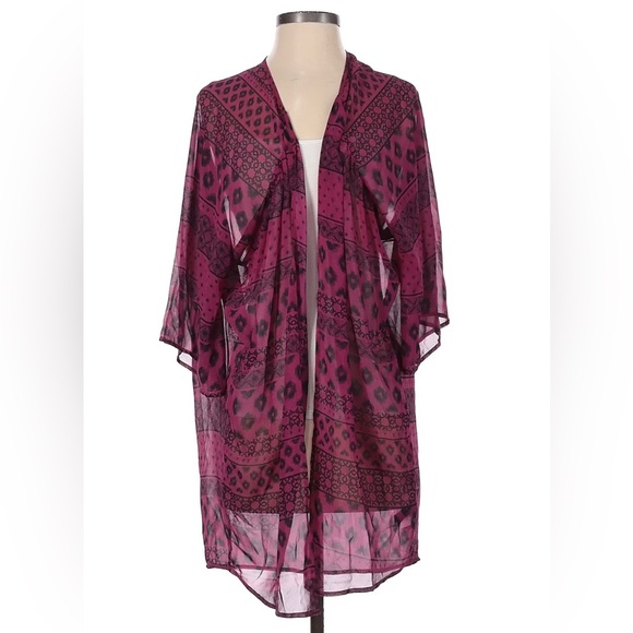 EXPRESS WOMEN PURPKE AND BLACK KIMONO SIZE SMALL PETITE - Picture 8 of 9